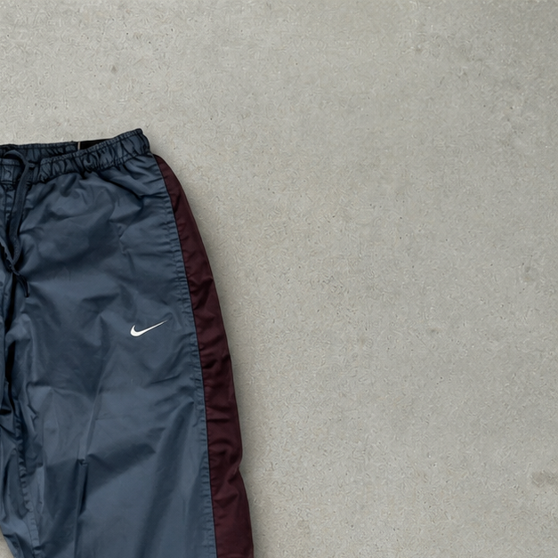 Y2K 2000 Nike Track Pants Burgunderrot, Grau Limited Stitched Logo (S)