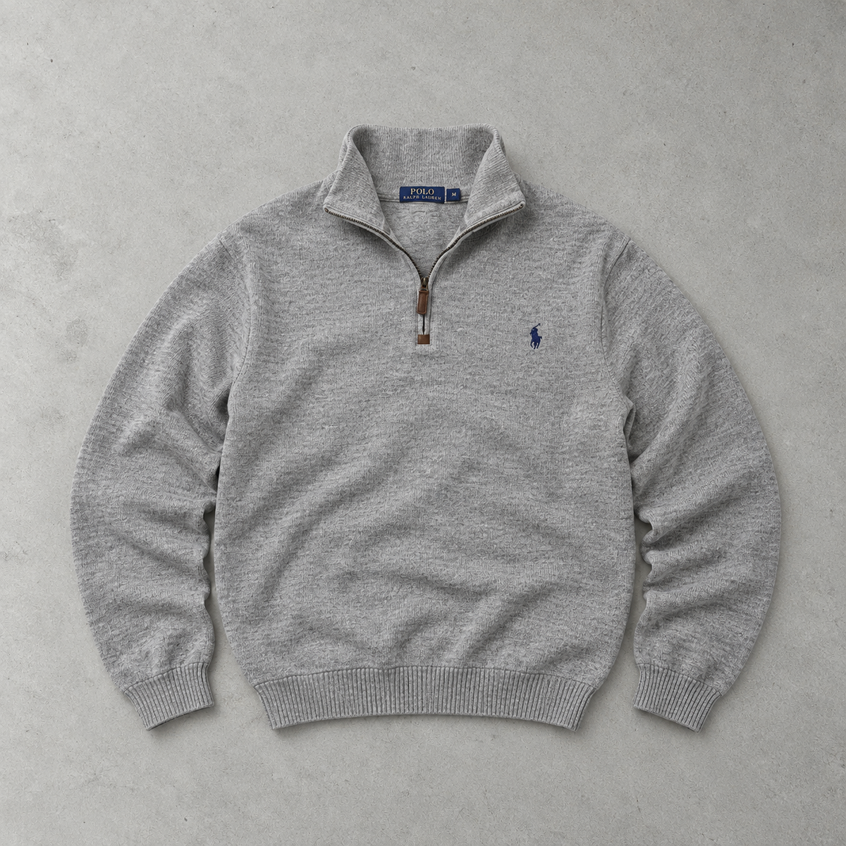 Ralph Lauren Sweater Grau Stitched Logo Rare (M)