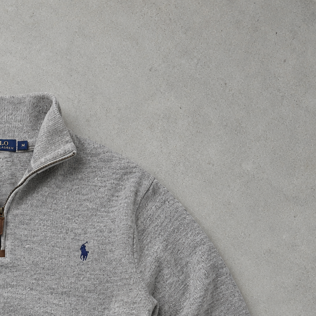 Ralph Lauren Sweater Grau Stitched Logo Rare (M)