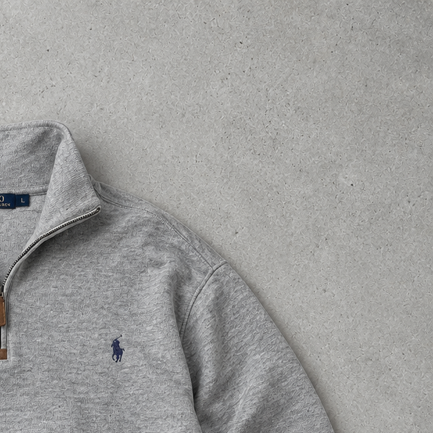 Ralph Lauren Sweater Grau Stitched Logo Rare (M)
