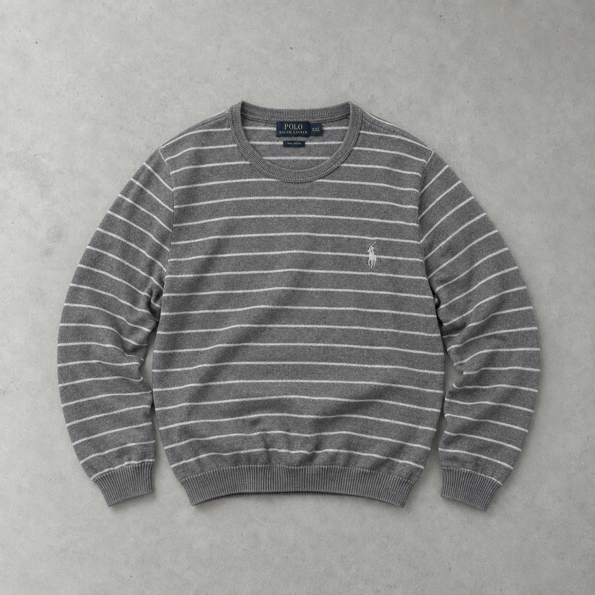 Polo Ralph Lauren Sweater Grau, Weiß Rare (XXL) Stitched Logo