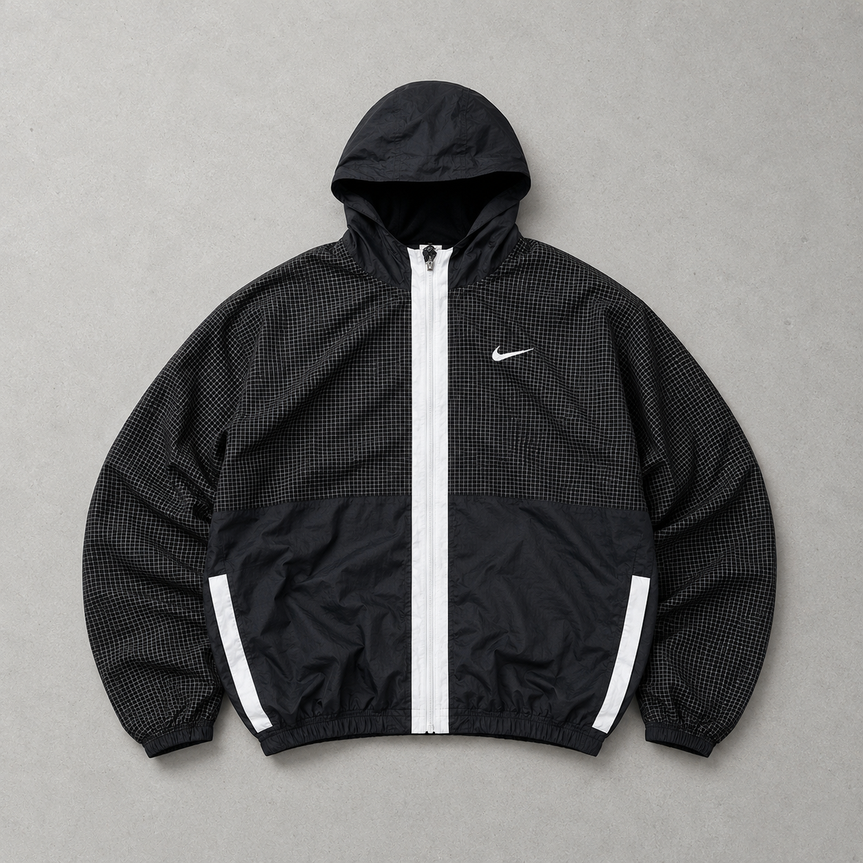 Y2K Nike Windbreaker Schwarz, Weiß Limited (S)