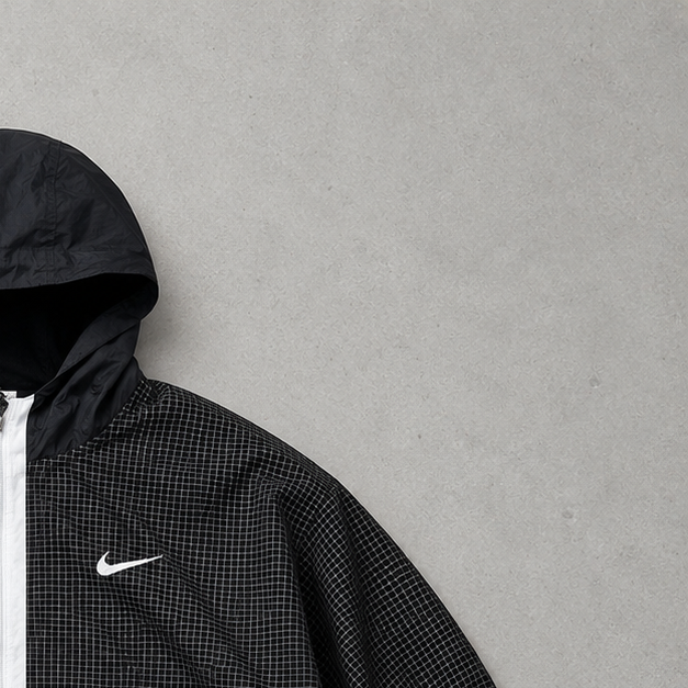 Y2K Nike Windbreaker Schwarz, Weiß Limited (S)
