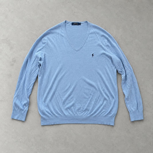 Polo Ralph Lauren Sweater Hellblau Rare (XXL) Stitched Logo