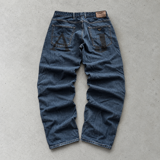 Y2K Armani Jeans Straight Leg Jeans Navy Rare (L)