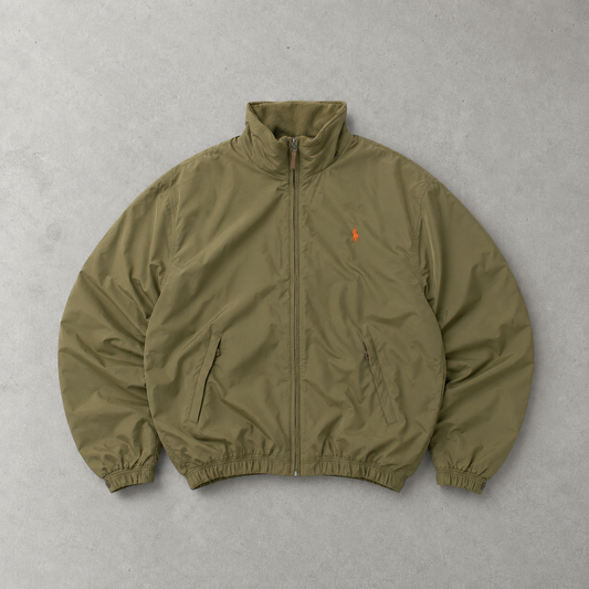 Ralph Lauren Fleece Jacket Khaki Rare Stitched Logo (S)