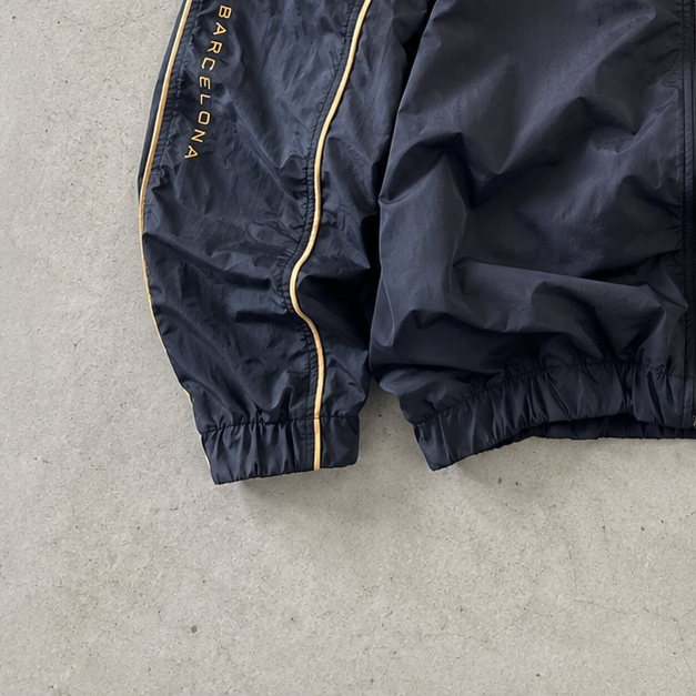 Barcelona 2001 Nike Fleece Jacket Marineblau, Gold Rare Stitched Logo (Size L)