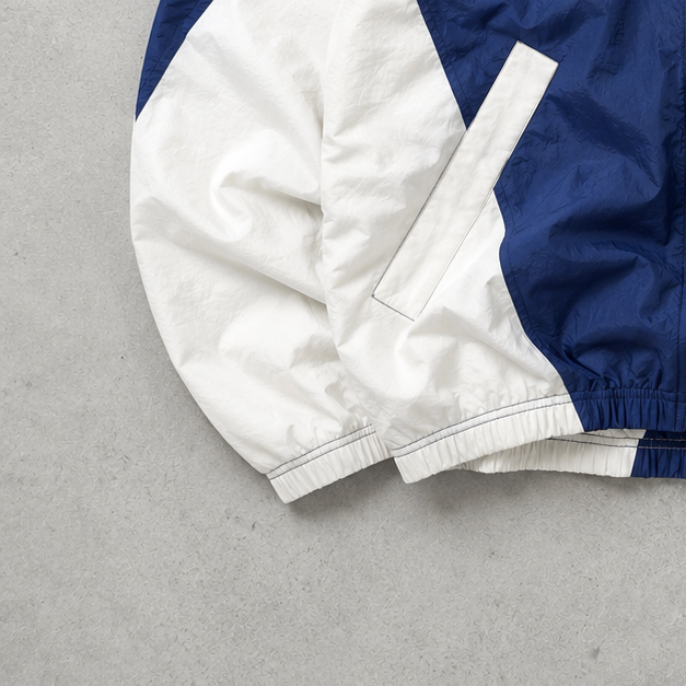 90s Vintage Nike Windbreaker White, Marineblau Rare (S) Stitched Logo