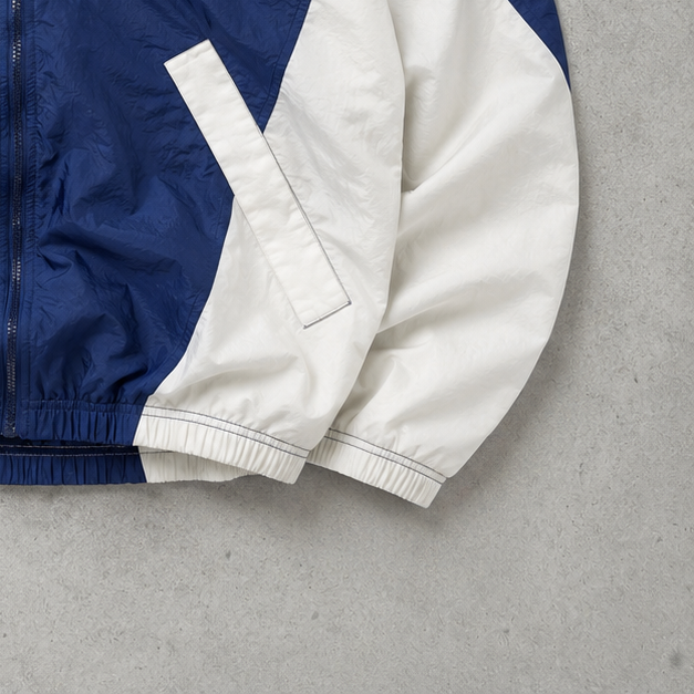 90s Vintage Nike Windbreaker White, Marineblau Rare (S) Stitched Logo