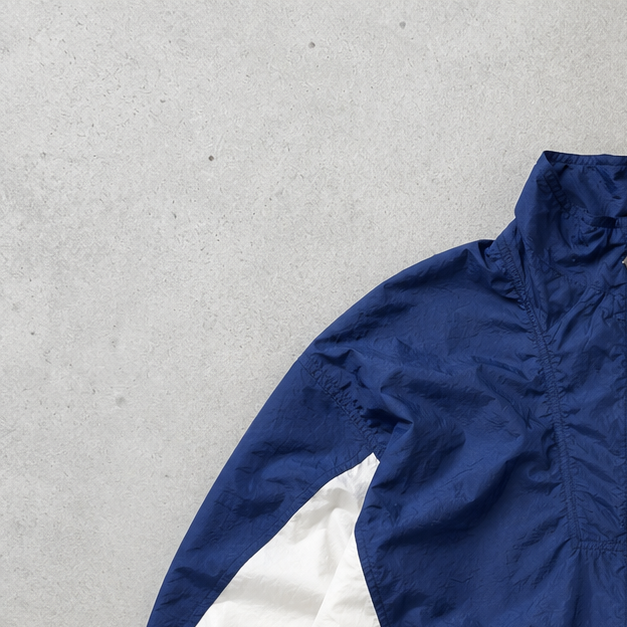 90s Vintage Nike Windbreaker White, Marineblau Rare (S) Stitched Logo