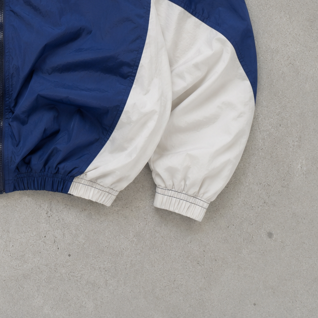 90s Vintage Nike Windbreaker White, Marineblau Rare (S) Stitched Logo