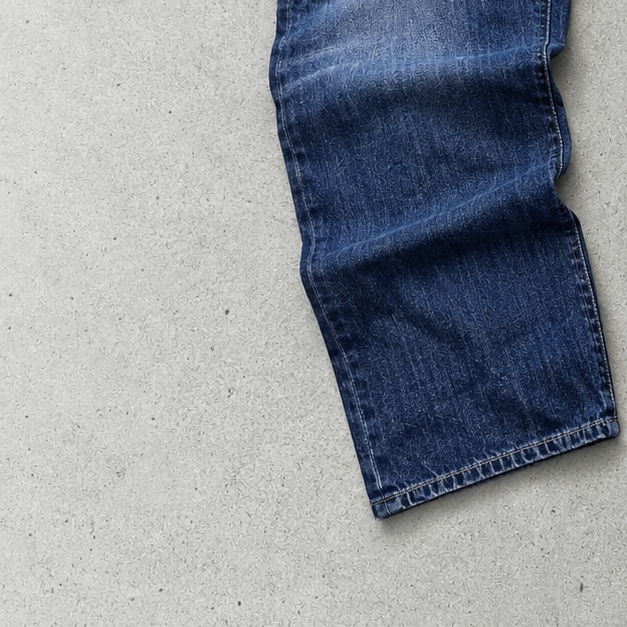 Y2K Emporio Armani Baggy Jeans Navy Rare Stitched Logo (M)