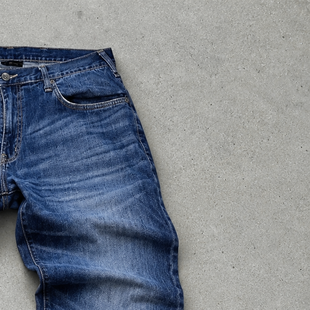 Y2K Emporio Armani Baggy Jeans Navy Rare Stitched Logo (M)