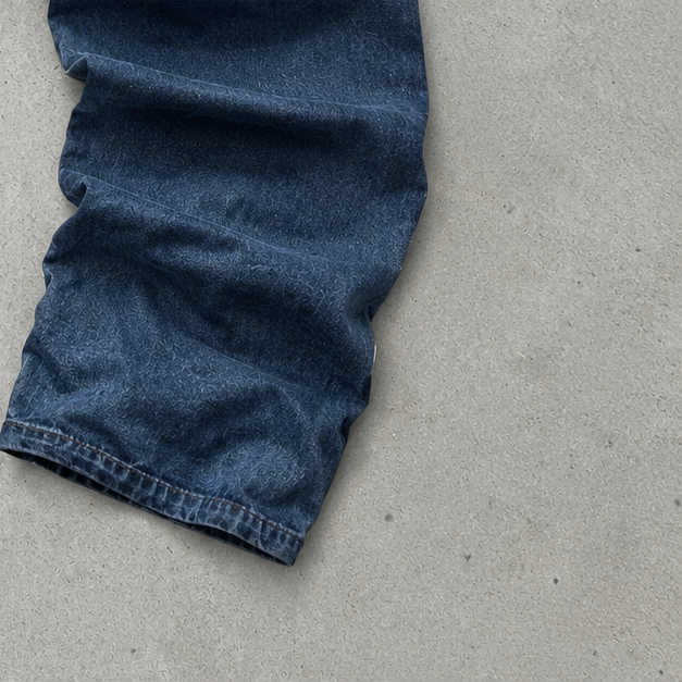 Y2K Emporio Armani Baggy Jeans Navy Rare Stitched Logo (M)