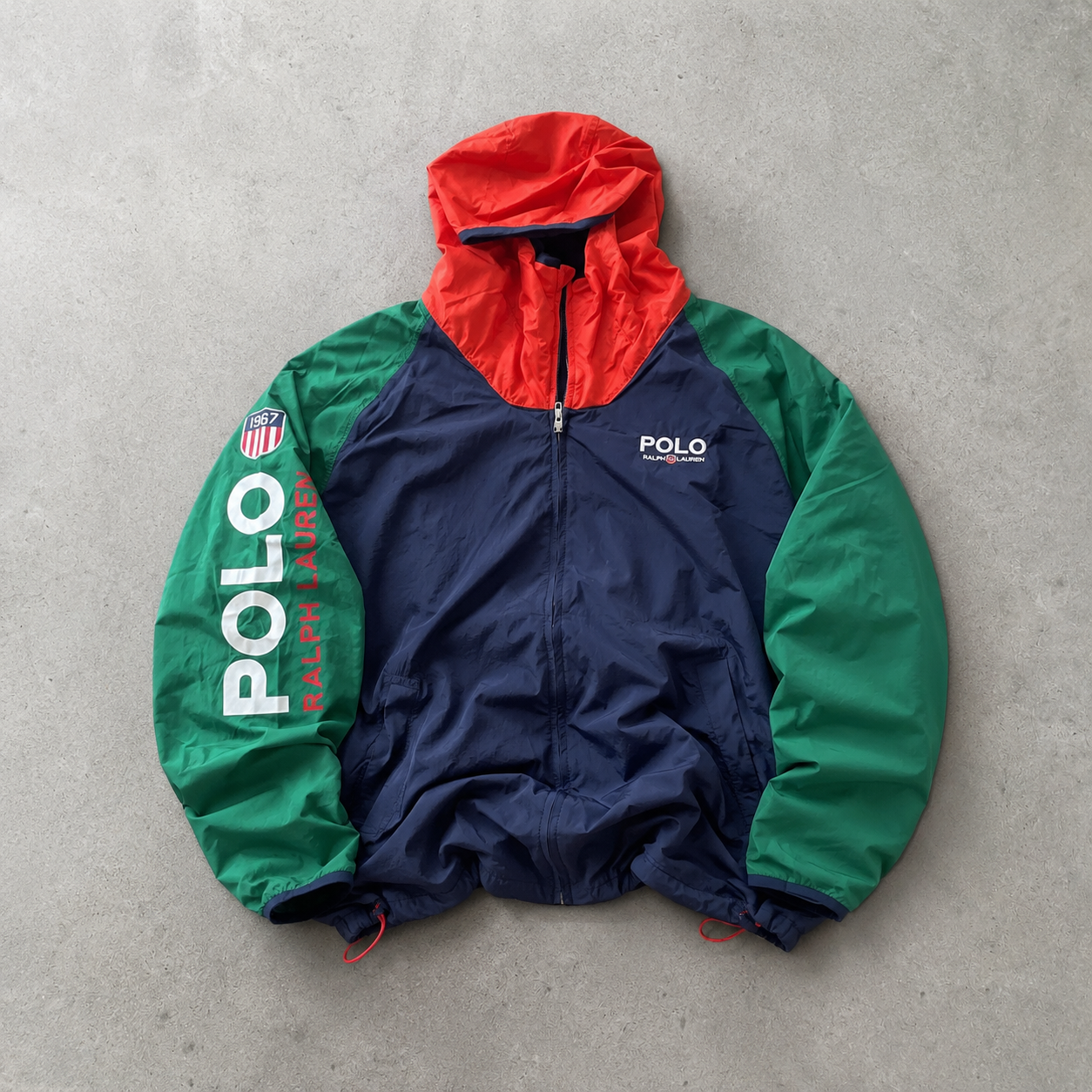 USA Hi Tech 1967 Ralph Lauren Windbreaker Navy Multicolor Rare (XL)