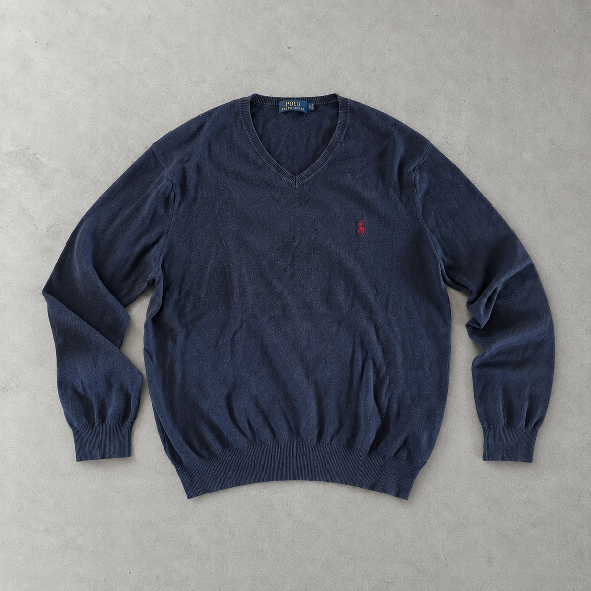 Ralph Lauren Sweater Marineblau Stitched Logo Rare (L)
