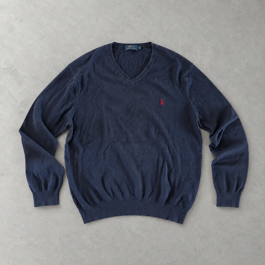 Ralph Lauren Sweater Marineblau Stitched Logo Rare (L)