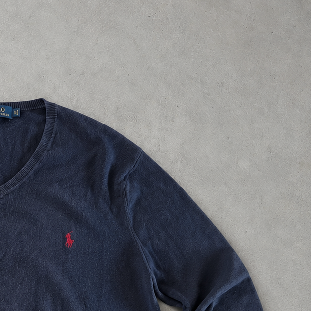 Ralph Lauren Sweater Marineblau Stitched Logo Rare (L)