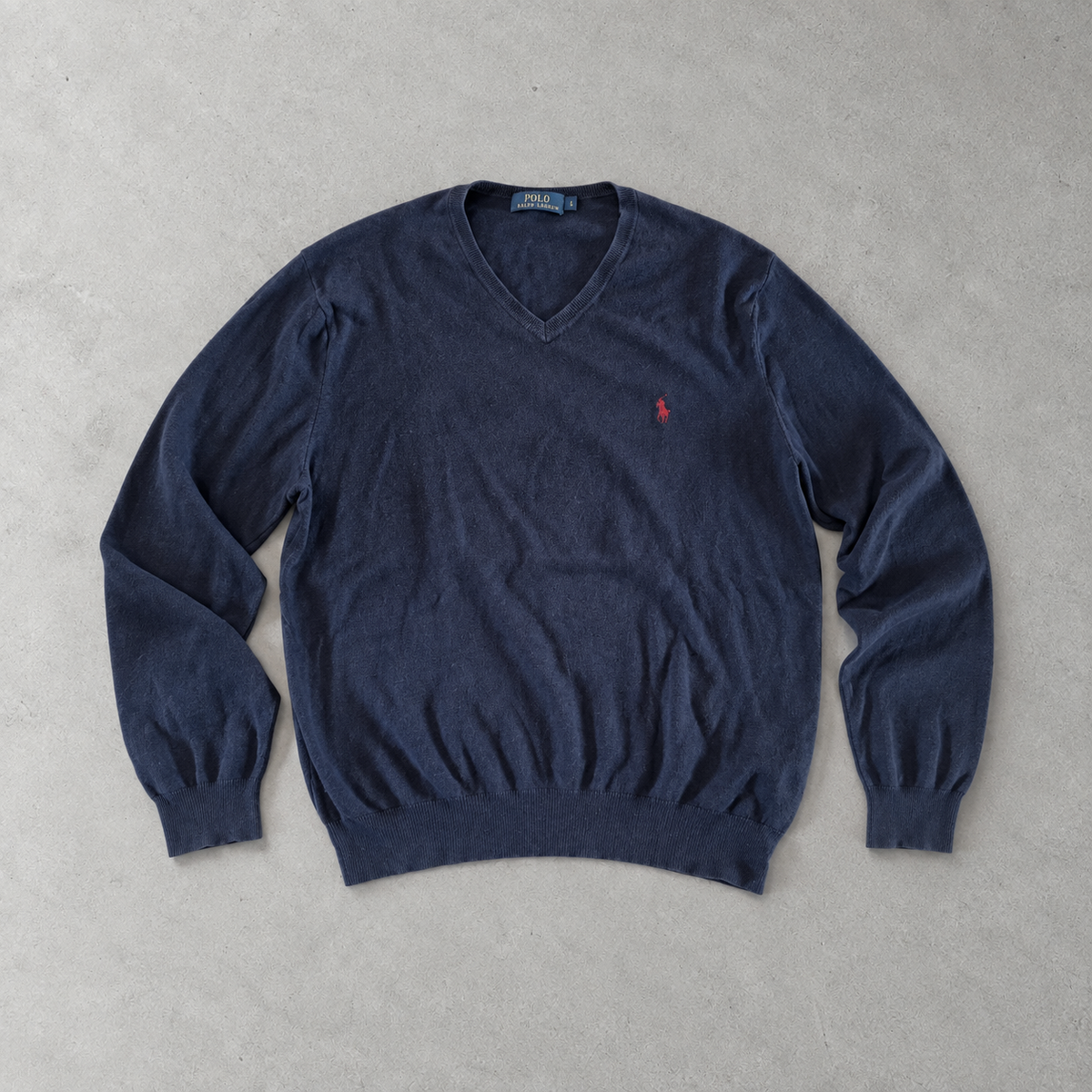 Ralph Lauren Sweater Marineblau Stitched Logo Rare (L)