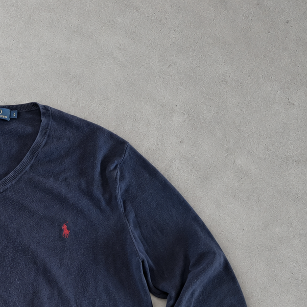 Ralph Lauren Sweater Marineblau Stitched Logo Rare (L)