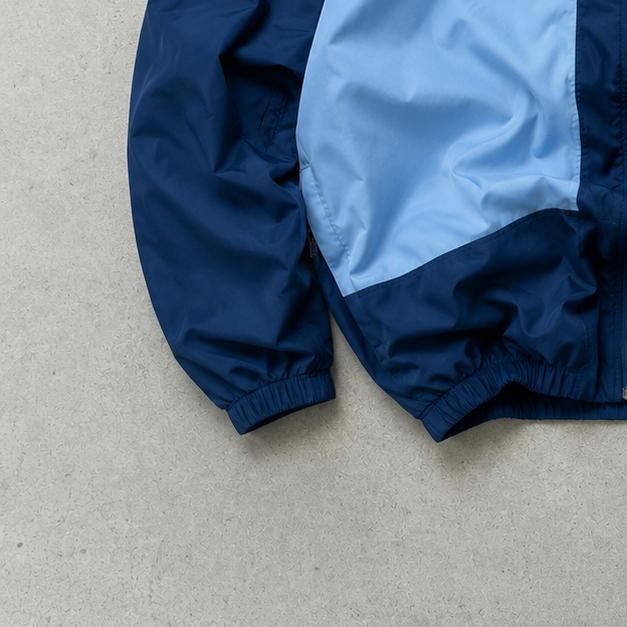 90s Nike Windbreaker Marineblau, Hellblau Rare Stitched Logo (Size L)