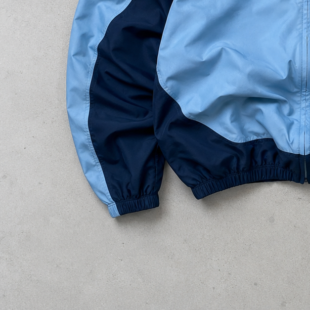 90s Nike Windbreaker Marineblau, Hellblau Rare Stitched Logo (Size L)