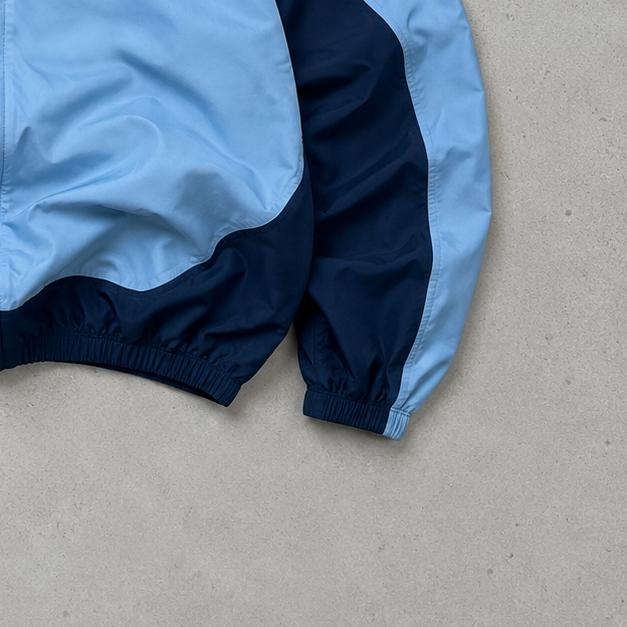 90s Nike Windbreaker Marineblau, Hellblau Rare Stitched Logo (Size L)
