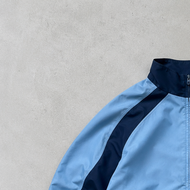 90s Nike Windbreaker Marineblau, Hellblau Rare Stitched Logo (Size L)