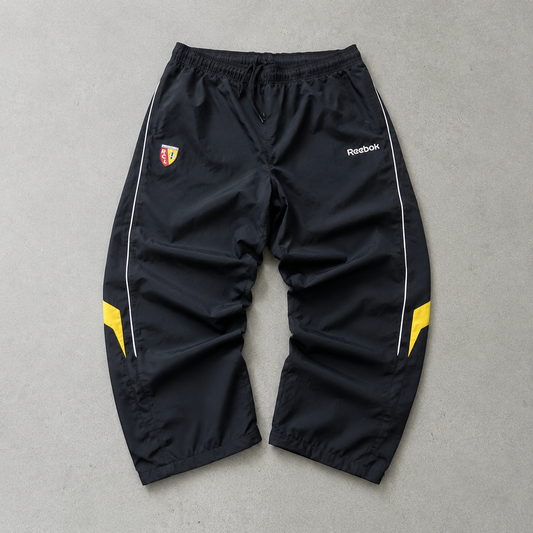 90s Nike Track Pants Schwarz, Gelb Rare Stitched Logo (M)