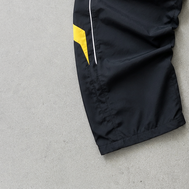 90s Nike Track Pants Schwarz, Gelb Rare Stitched Logo (M)