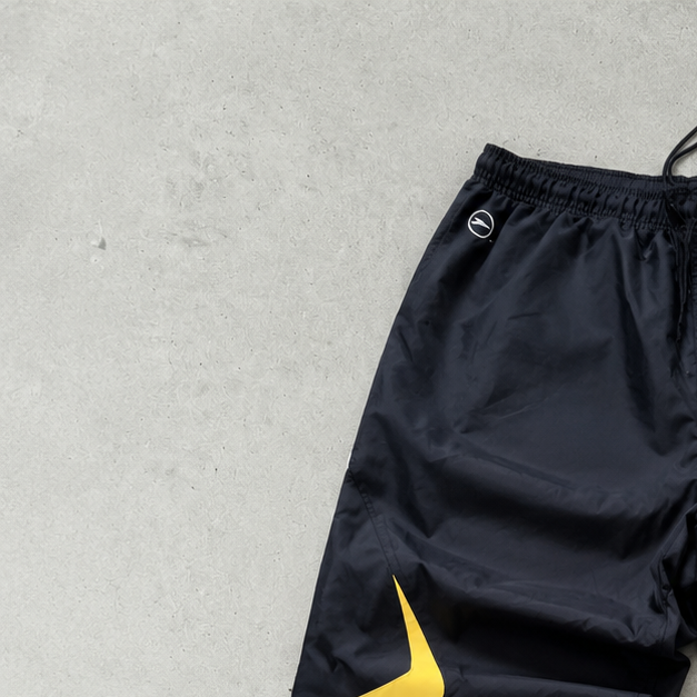 90s Nike Track Pants Schwarz, Gelb Rare Stitched Logo (M)