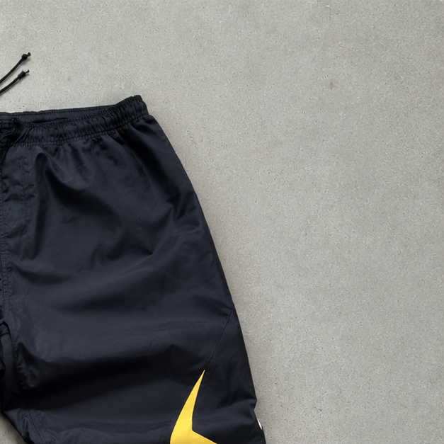 90s Nike Track Pants Schwarz, Gelb Rare Stitched Logo (M)