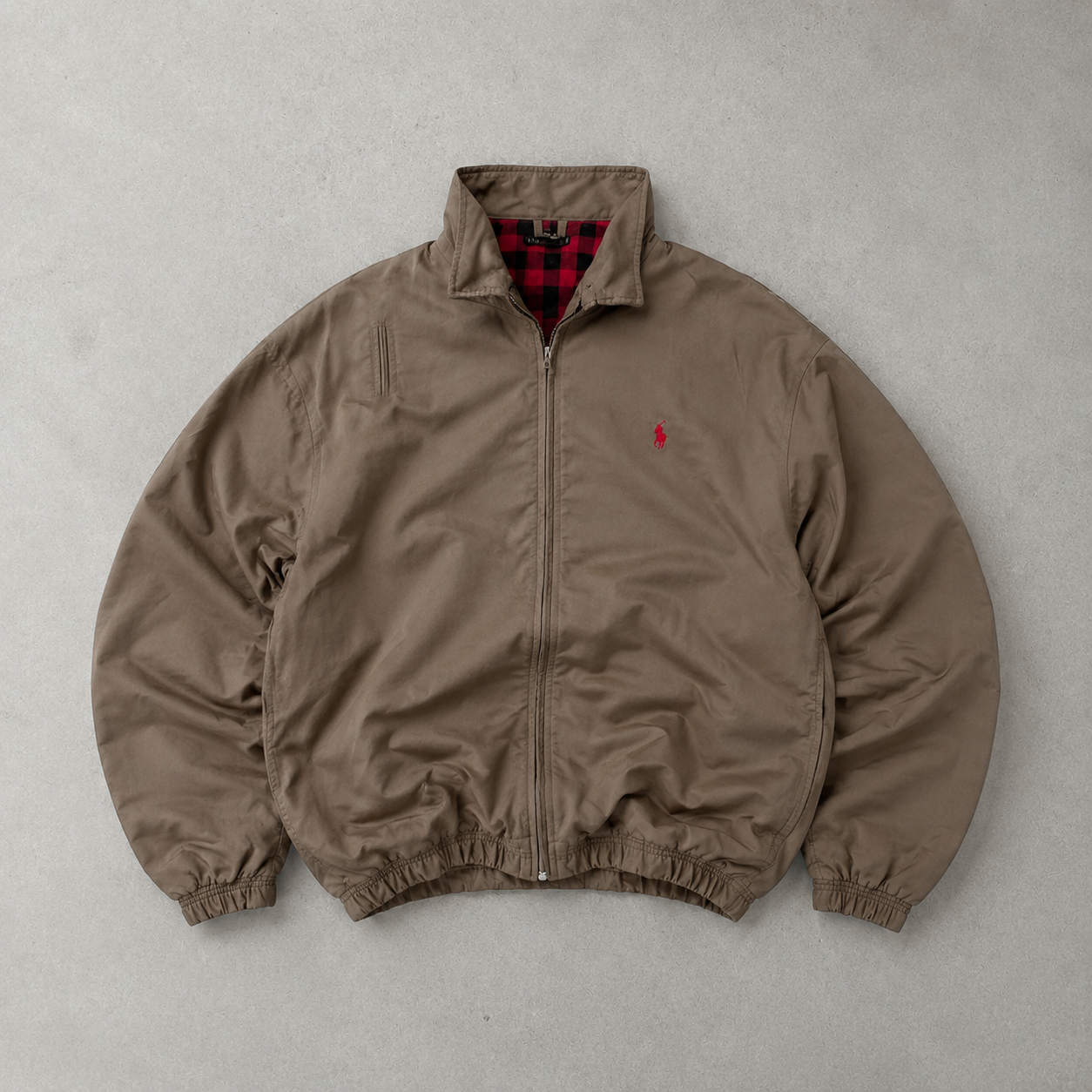 Y2K Ralph Lauren Harrington Jacket Beige Limited Stitched Logo (L)