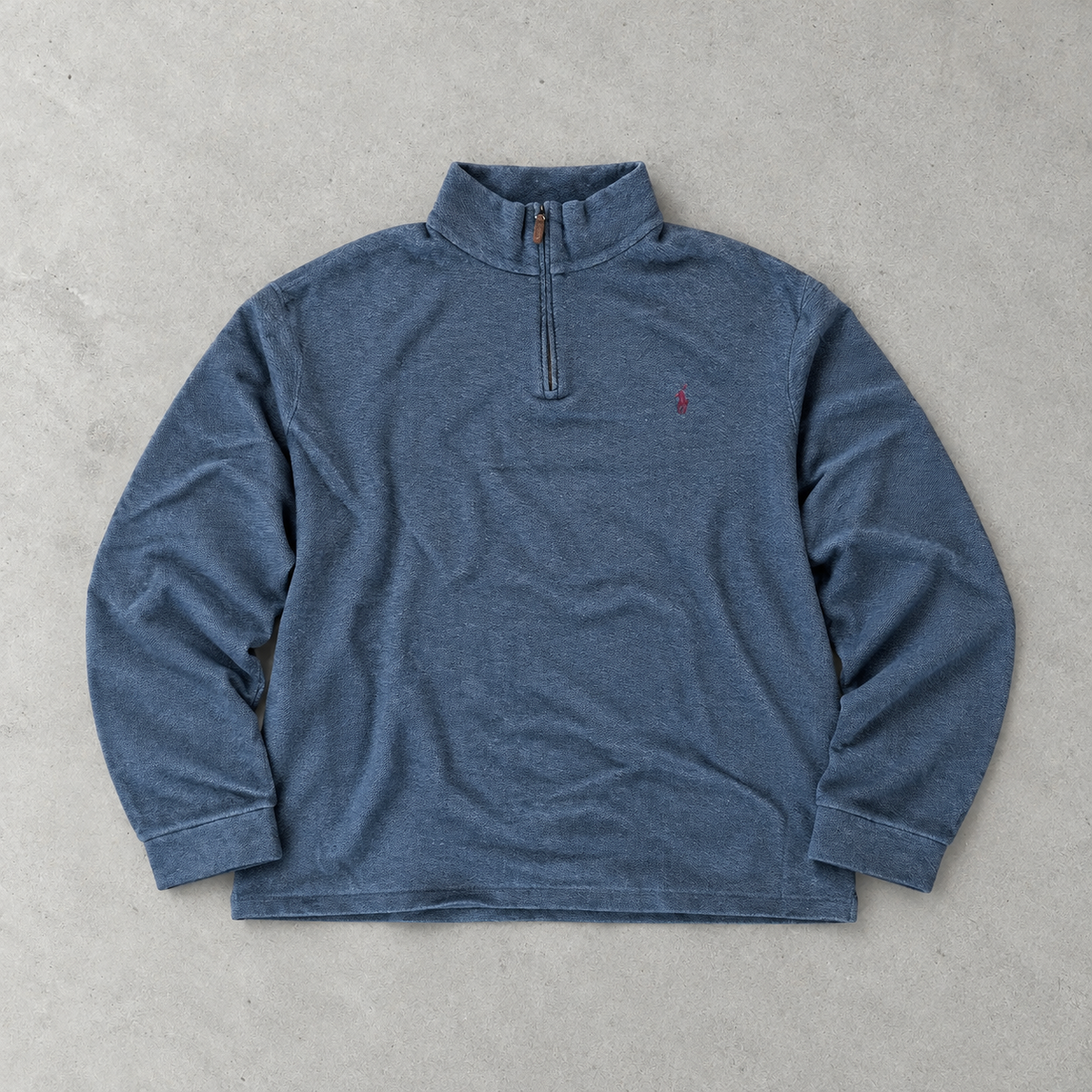 Ralph Lauren Half-Zip Sweater Marineblau Rare (XXL) Stitched Logo