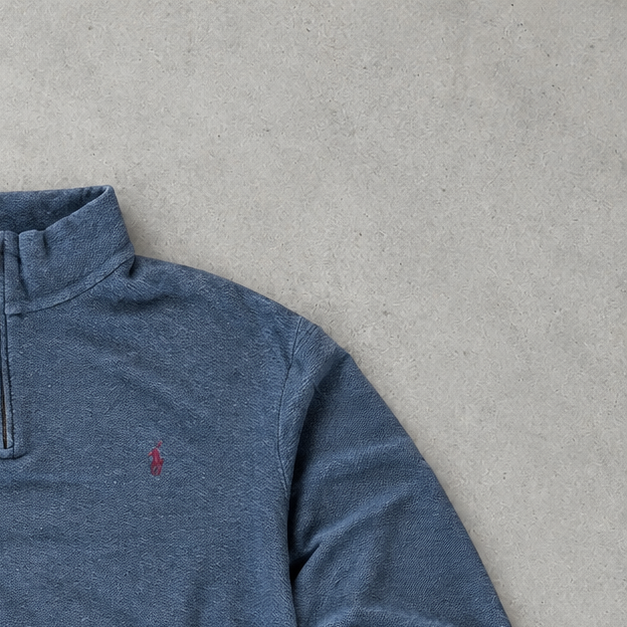 Ralph Lauren Half-Zip Sweater Marineblau Rare (XXL) Stitched Logo