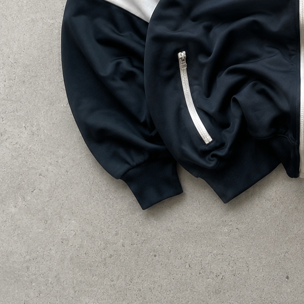 Y2K Nike Track Jacket Marineblau, White Limited (L)