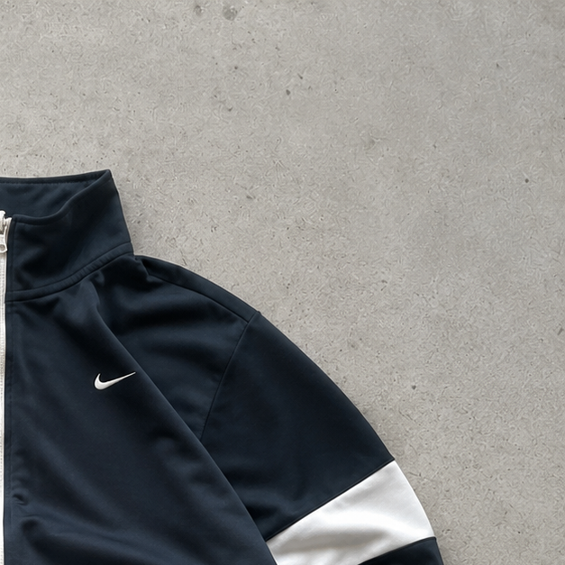 Y2K Nike Track Jacket Marineblau, White Limited (L)