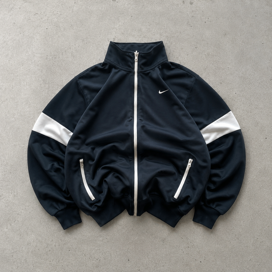 Y2K Nike Track Jacket Marineblau, White Limited (L)