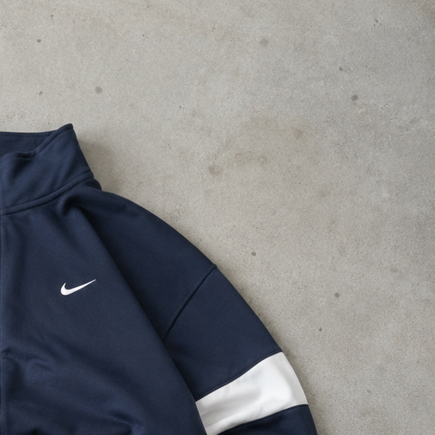 Y2K Nike Track Jacket Marineblau, White Limited (L)