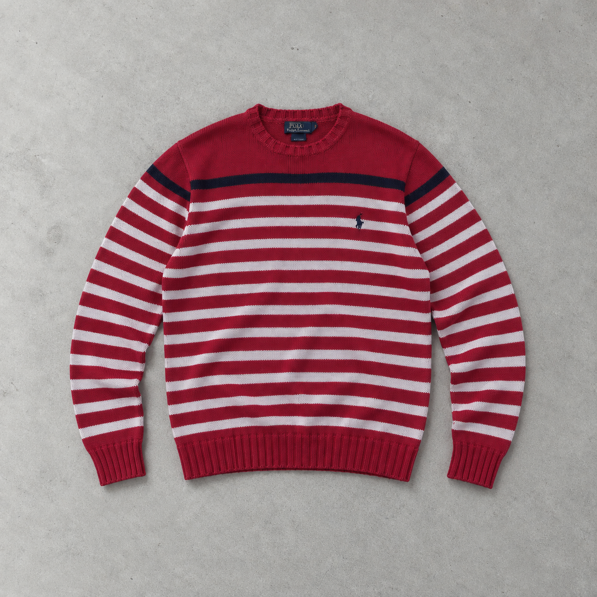 Y2K Polo Ralph Lauren Sweater Weiß, Marineblau Rare (L)
