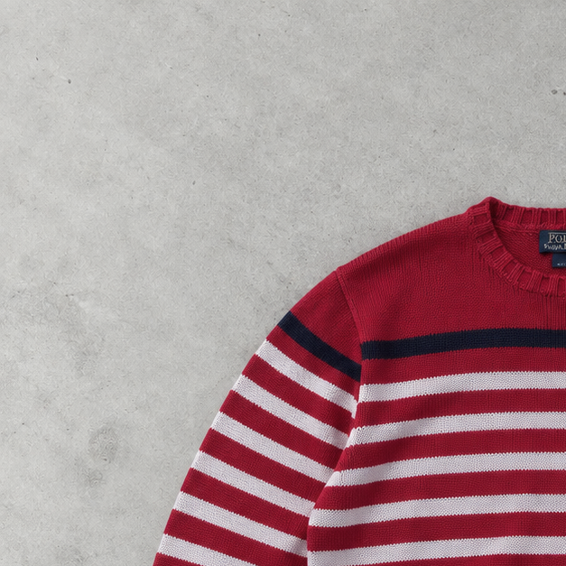Y2K Polo Ralph Lauren Sweater Weiß, Marineblau Rare (L)