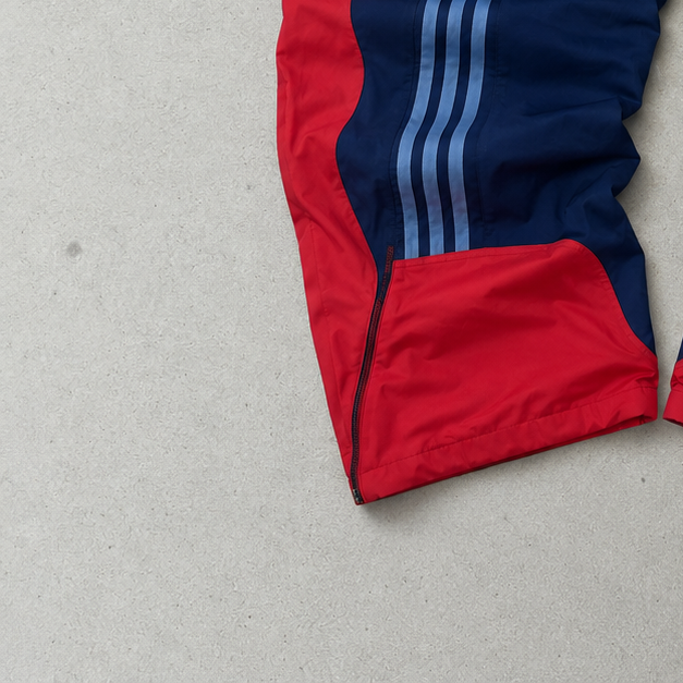 y2k Adidas Hoodie Rot, Marineblau Rare Stitched Logo (S)