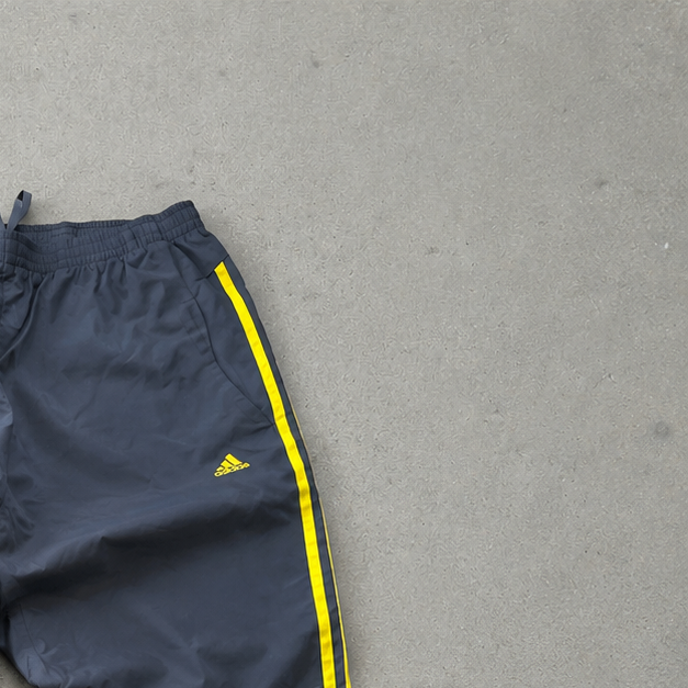 Y2K 90S Adidas Hoodie Yellow, Marineblau Limited (L)