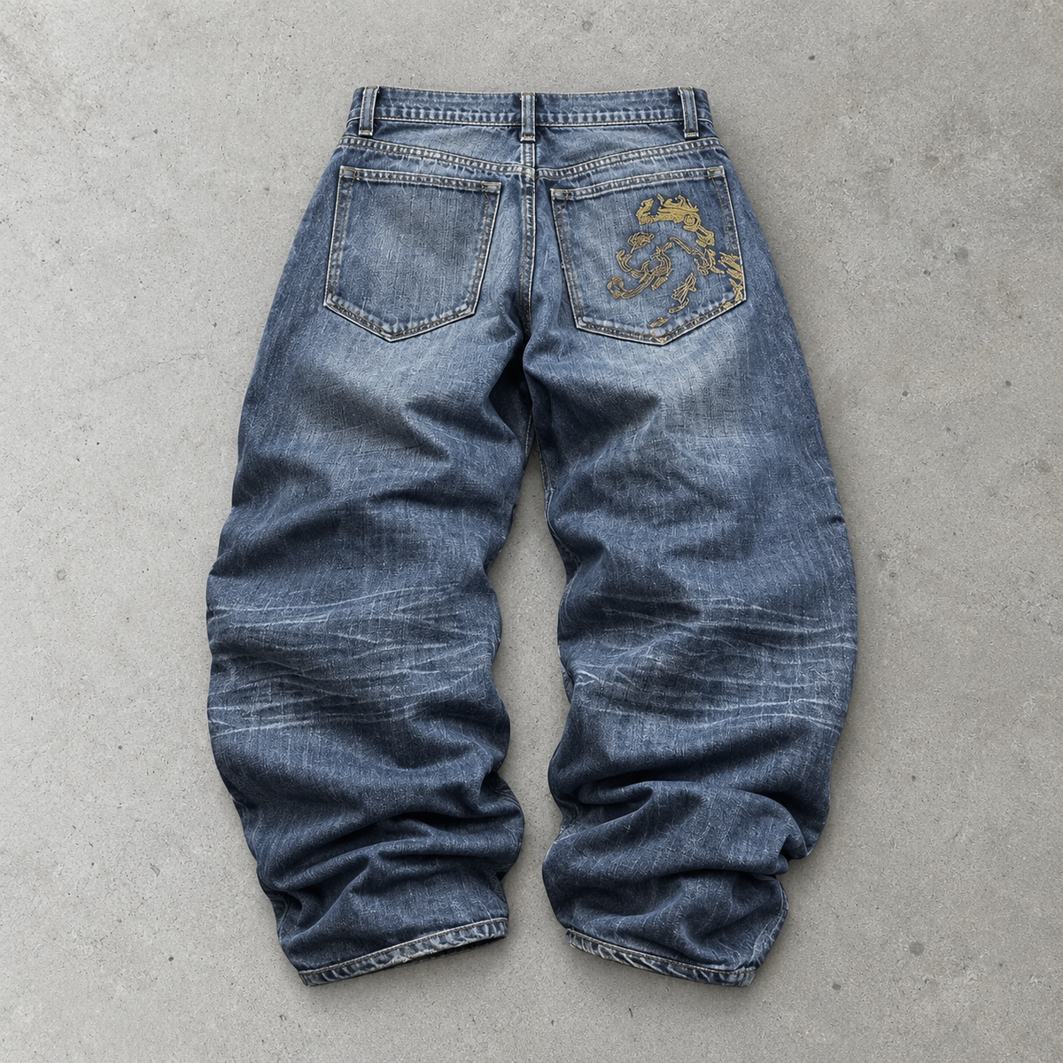 Y2K Emporio Armani Baggy Pants Blue Rare Stitched Logo (W32 | DE 48)