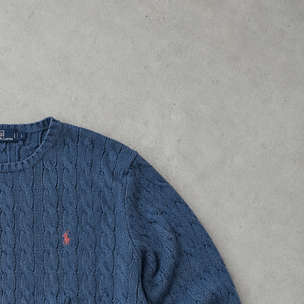 Ralph Lauren Sweater Marineblau Rare (XXL) Stitched Logo