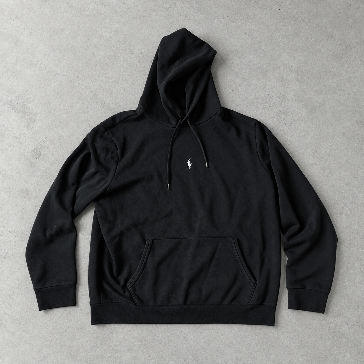 Ralph Lauren Stitched Logo Hoodie Black Rare (XL)