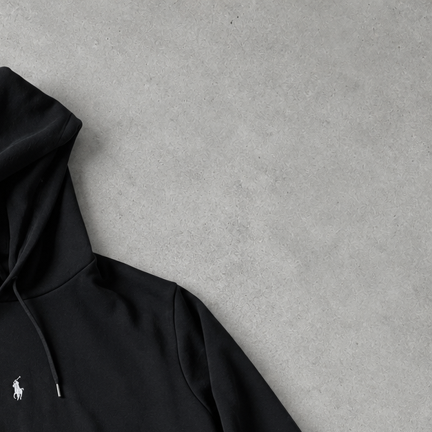 Ralph Lauren Stitched Logo Hoodie Black Rare (XL)