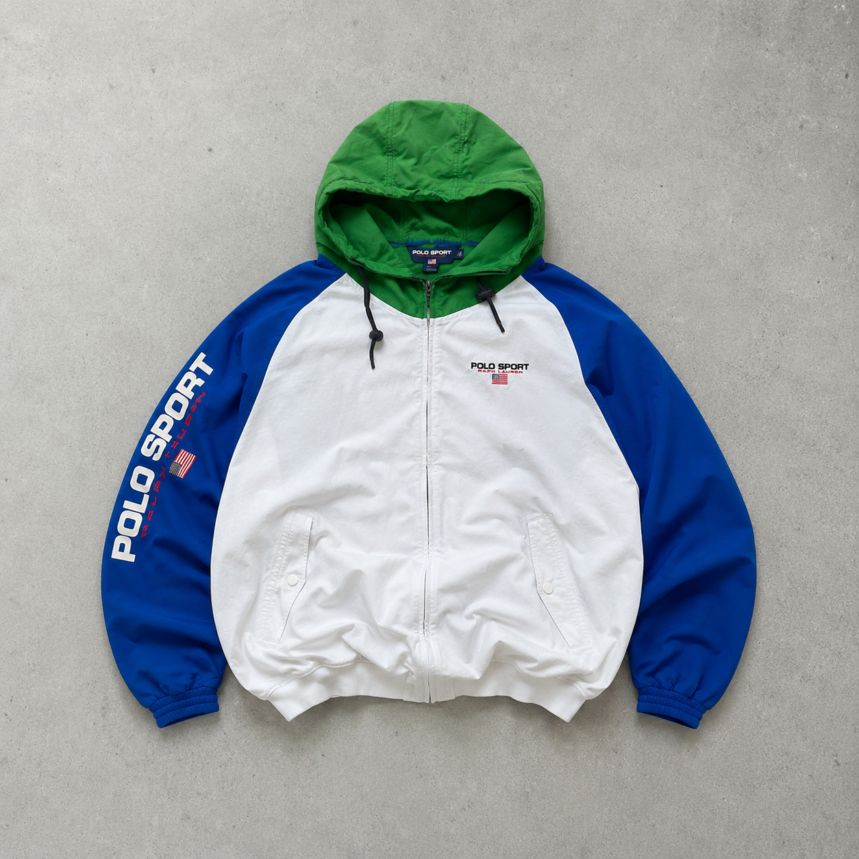 Polo Sport 90s Ralph Lauren Windbreaker Light Blue Green Rare (S)