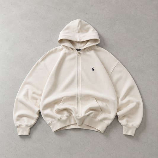 France Football Ralph Lauren Hoodie Weiß, Creme Limited (S) Stitched Logo