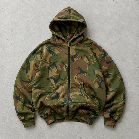 Y2K Ralph Lauren Hoodie Grün, Khaki Limited (S) Stitched Logo